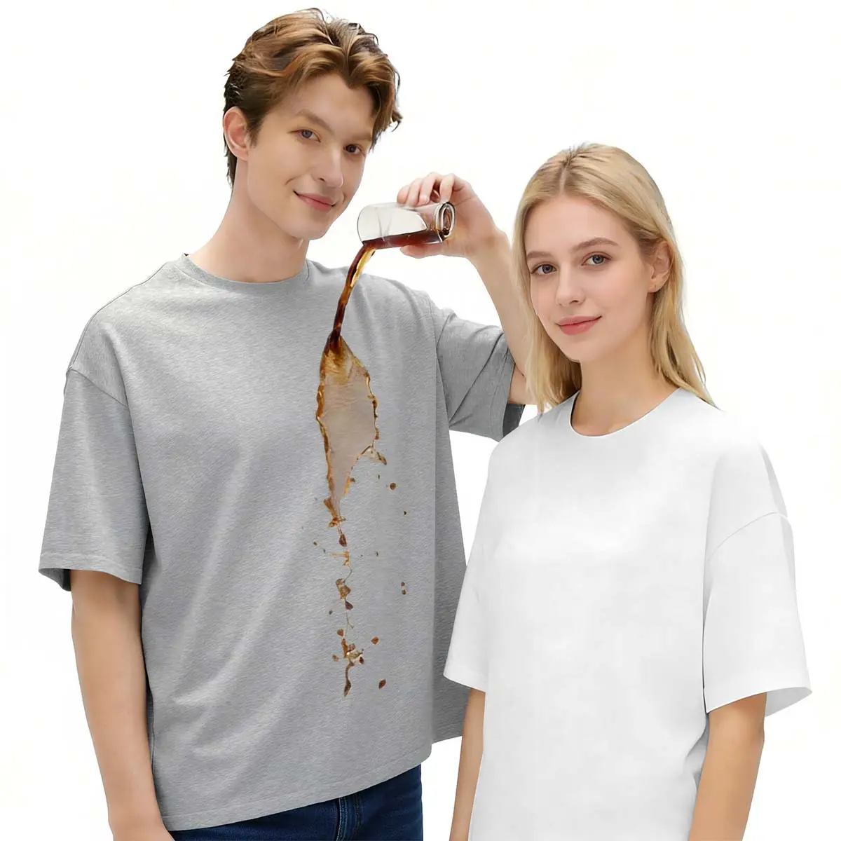 Fisoew Oversized Tshirts White and Grey Tees Crewneck Unisex T Shirts # tech leader apparel