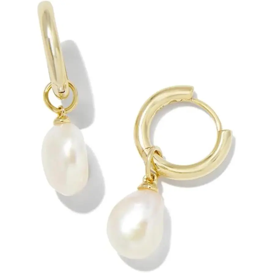 Kendra Scott Willa Pearl Huggie Earrings in White Pearl, Fashion Jewelry for Women