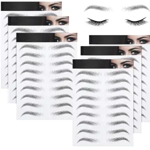 4D Waterproof Eyebrow Tattoo Stickers – 66 Pairs | Natural Hair-Like Temporary Brow Transfers – Peel-Off Arch Style (Black, Medium)