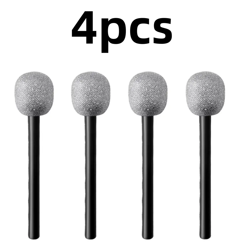 4 pcs Plastic Fake Microphone Sparkly Popular Singer Microphone Prop Stage Glittered Microphone for Halloween Cosplay Supplies