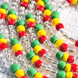 Red,Green and Yellow & Clear Waistbeads
