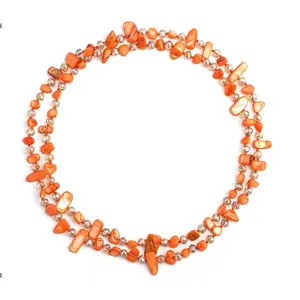 Shell Chips Glass Beaded Necklace for Women Jewelry for Women Size 47" Birthday Christmas Gifts