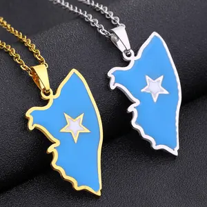 Somalia titanium steel pendant necklace femininity celebrity style stainless steel collarbone chain popular accessories world map necklace