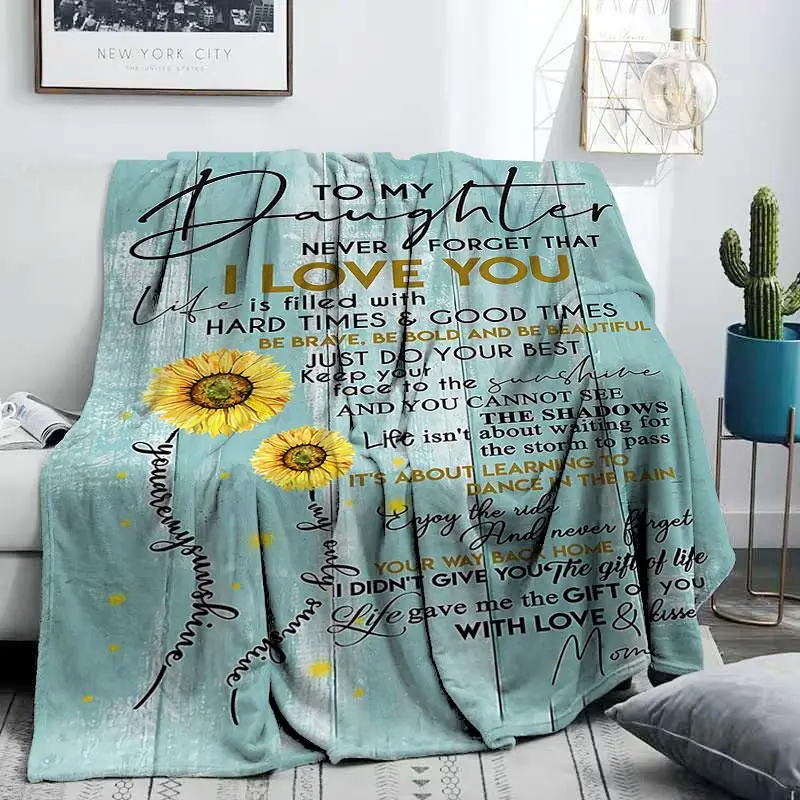 Slogan Graphic Flannel Blanket, 1 Count Soft Warming Bedding for Office, Rest Blanket for Air-conditioned Room, Outdoor Picnic Camping Throw Blanket,