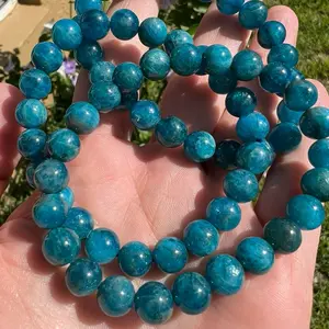 Blue Apatite Bracelet  -  Clarity & Motivation Stone  •  Natural Gemstone Stretch Bracelet  •  Intuitively  Chosen