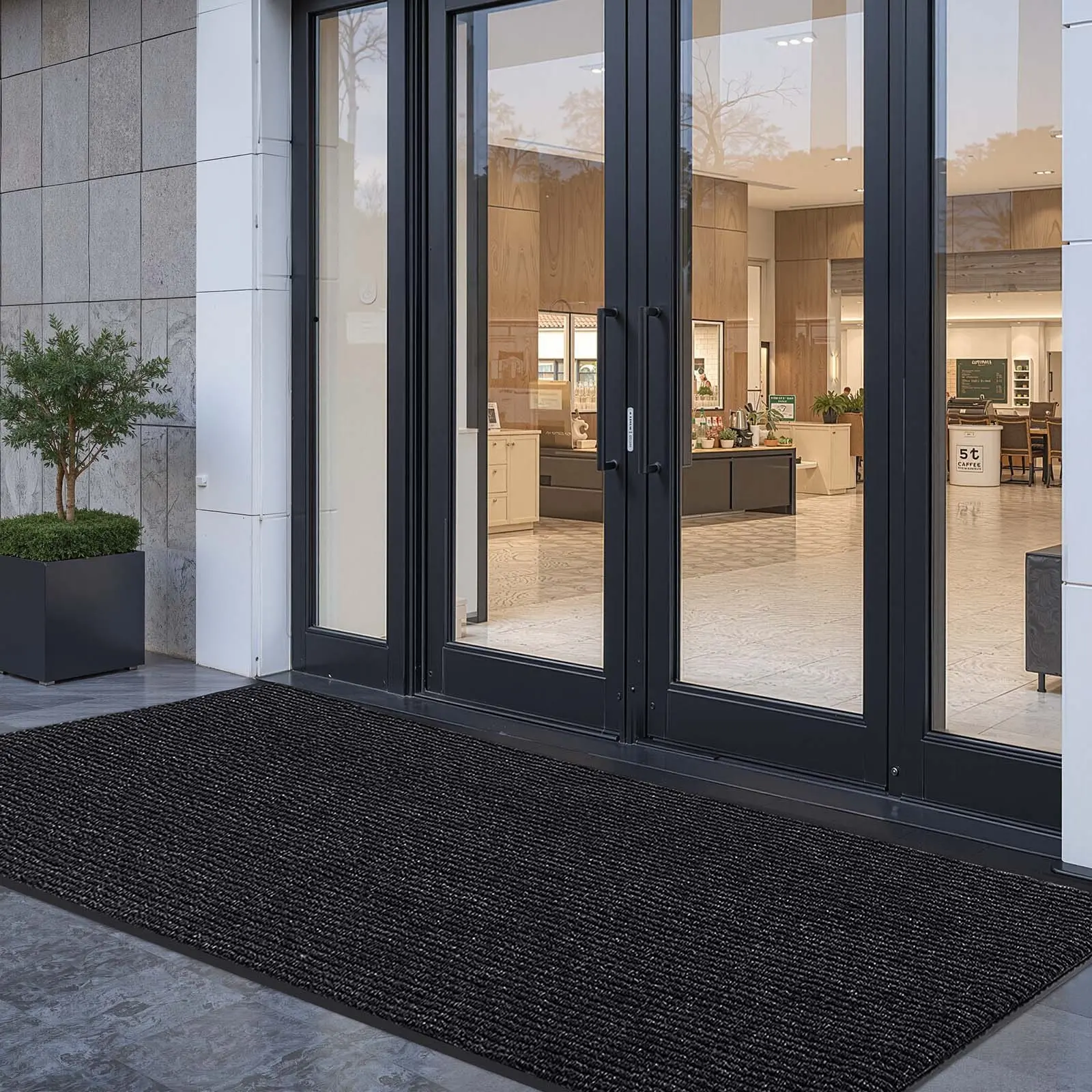 VEVOR Front Door Mat, 10x3 ft Durable Striped Industrial Carpet with PVC Backing, Commercial Indoor-Outdoor Machine Wash Heavy-Duty Entry Rug for Hallway, Garage, Grey, Stripes