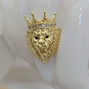 693 anillo gold plated para Hombre estilo leon