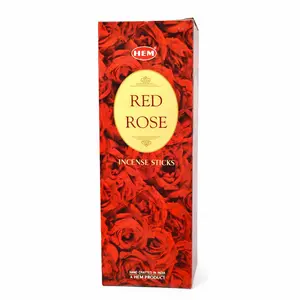 HEM Red Rose Incense Sticks - Hand-Rolled in India, 120 Count