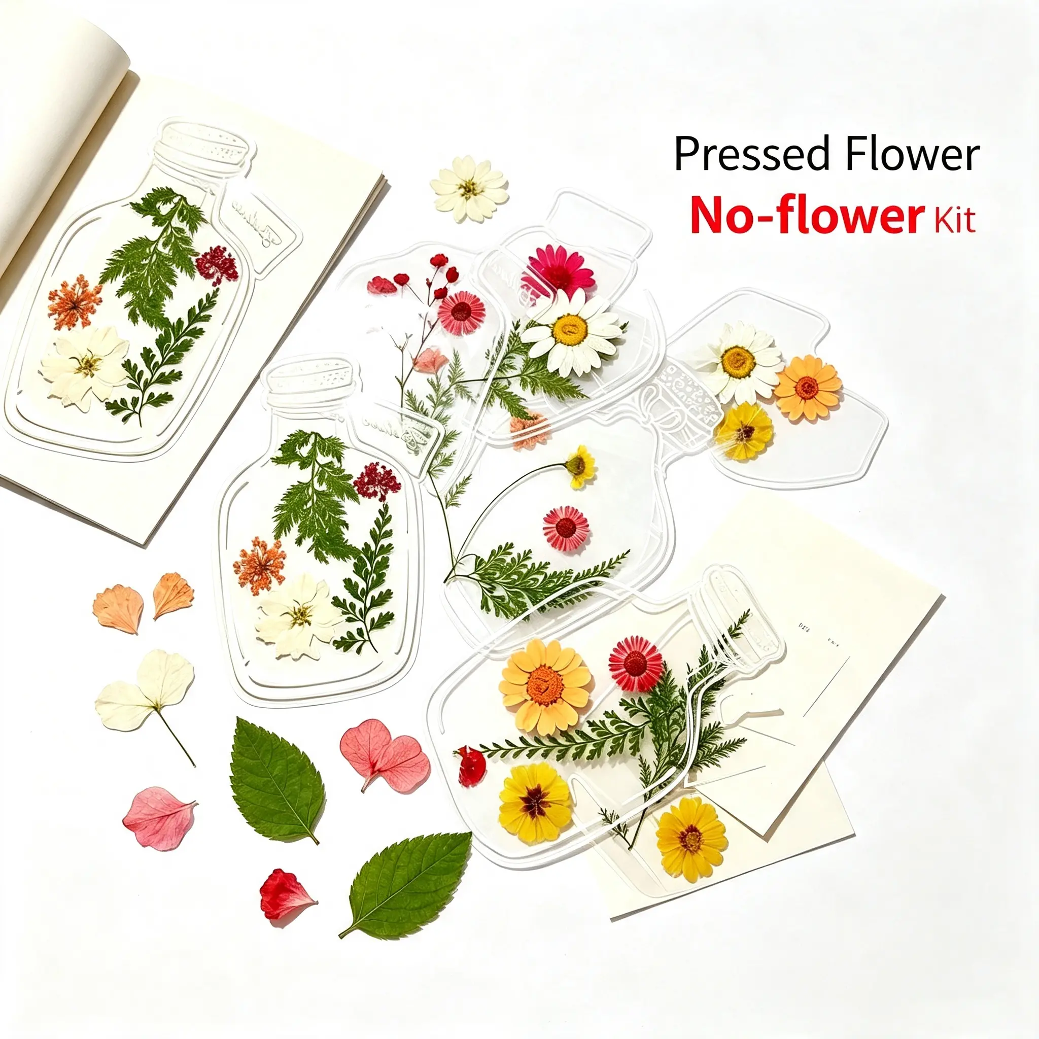 DIY Pressed Flower Bookmark Kit - Scrapbooking, Stamping Paper Craft for Creating Unique Decorative Bookmarks with Pressed Flowers, Leaves creative gift
