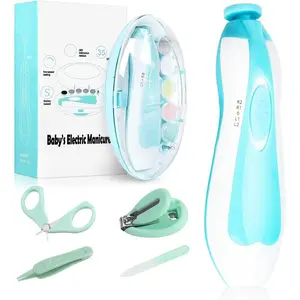 Baby Electric Nail File, 8 in 1 Safe Baby Nail Trimmer, Baby Nail Clippers with 6 Grinding Heads and Light, Baby Nail Care Kit for All Ages