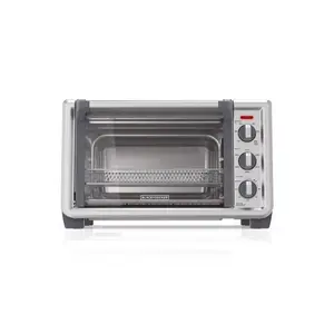 Black & Decker  13 x 15 x 20 in. Stainless Steel 6 Slot Toaster Oven with Air Fry, Black & Silver