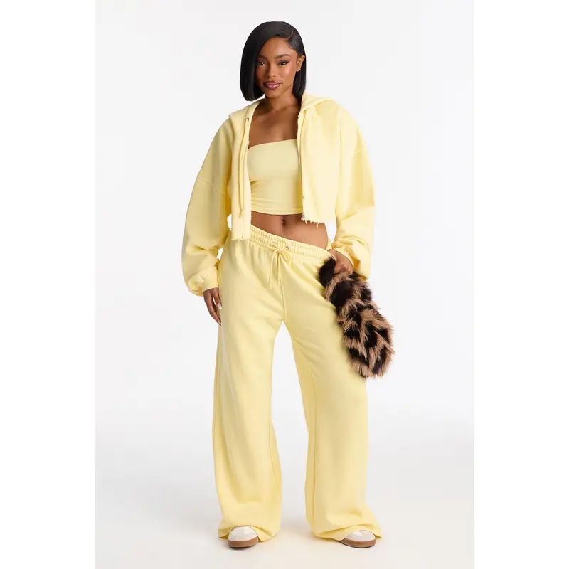 On The Go Fleece Pant Set - Yellow