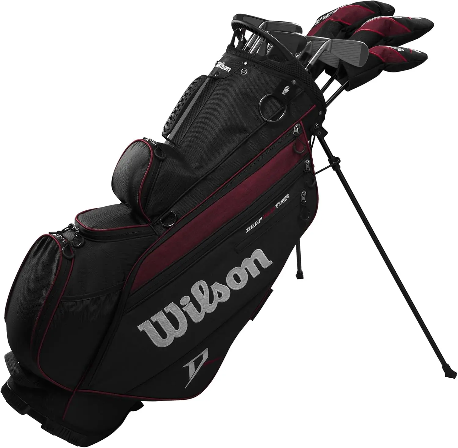 Wilson Tour Velocity Complete Golf Club Set with Stand Bag | Premium Men's 14-Piece Right-Handed Golf Set | Game-Improvement Driver, Fairway, Hybrid, Irons & Putter