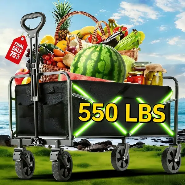 Black 550LBS (Heavy-Duty Garden Storage Cart)