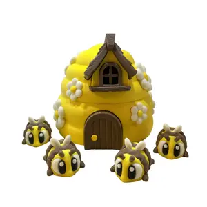 Articulated Beehive & Flexi Bees 3D Printed – Fidget Toy Set
