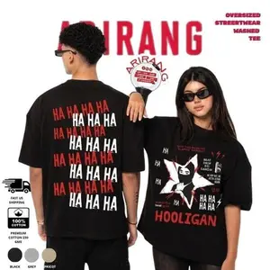 Oversized Hooliganism ARIRANG ERA Graphic Tee Bangtanie Streetwear Vintage Seok JIn Ha Ha Ha Meme Washed T-Shirt Unisex Cotton Korean Style Casual Trendy Shirt Aesthetics Gift For  KPOP Fans