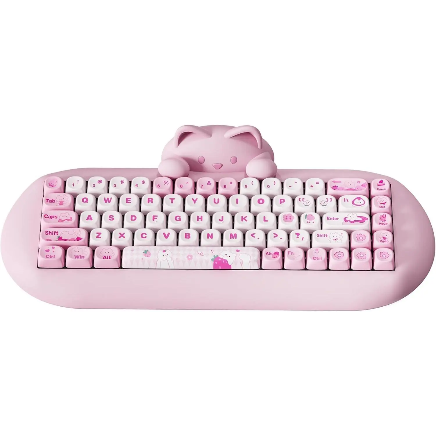 C68 65% Layout Mechanical Keyboard, Hot Swap, Triple Mode BT5.0/2.4G/Wired, RGB Backlight, NKRO, PBT Keycaps, 4000 mAh Long-Lasting Battery, Multi-Device Compatible, Cute Design for Windows (Pink, Milk)