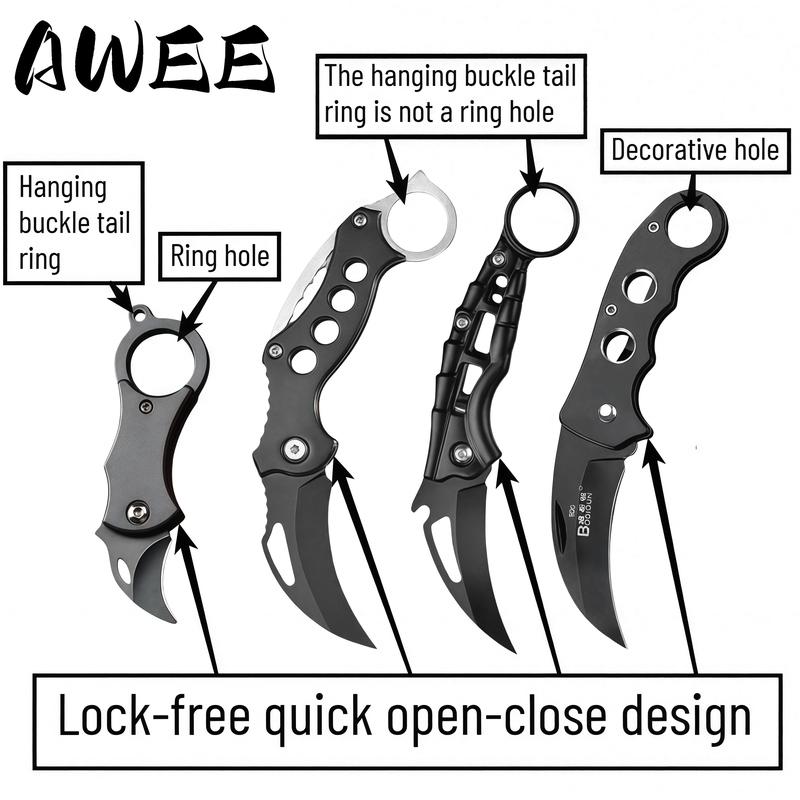 4PCS Lockless Eagle Claw Folding Knife Set | Multi-functional EDC Pocket Knife for Men | Portable Outdoor Camping Hunting Survival Tool