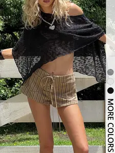 Women's Half-Transparent Knit Off-The-Shoulder Cape Hoodie, Womenswear Knitwear, Loose Fit, Single Piece, No Inner Layer, Fashionable and Comfortable