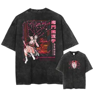 Demon Slayer Vintage T-shirts V3, Acid Wash Shirt,Anime Clothing, Gif for men, Y2K shirts