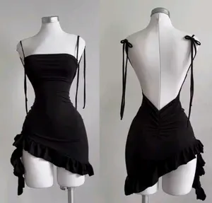 Lace Up Backless Dress