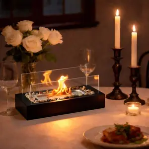 Patio Home Decor Gifts,CompactSpace Saving,Portable Rectangular Metal Tabletop Fire Pit - Indoor and Outdoor Fireplace for Making Roasted Marshmallows, Space Saving, Easy to Assemble, Perfect for Camping, Backyard, Parties,Mother plot gift