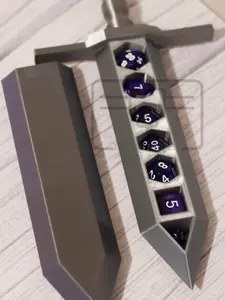 3D Printed - Sword Dice Holder with 3D Design and Numbered Dice