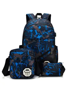 High-Quality Camouflage Three-Piece Backpack Set, Large Capacity Student Bookbag, Waterproof Outdoor Travel Bag, Multi-Layer Design