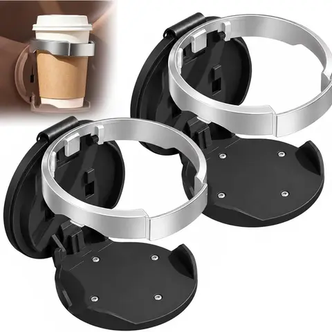 Universal Foldable Car Cup Holder with Foldable Hook - Easy Install Cup Support, Space Saver Universal Compatible Mounts & Holders for Bottles, Tumblers, Car Interior Organizer