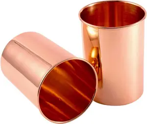 Handcrafted Pure Copper Tumbler Set of 2 – Luxury Design Drinking Water Copper Cups, Premium Copper Glasses for Home, Office, Hotel & Gifting – 10.8 Oz