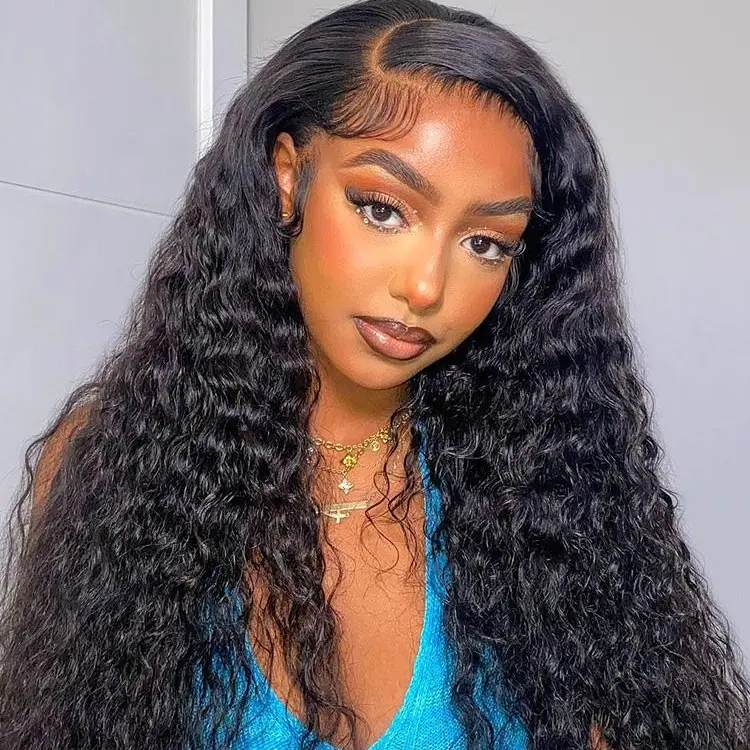 Long Silky Straight & Water Wave & Kinky Straight Human Hair Wig with 6x4.5 Pre-Cut Glueless Lace Closure 180% Density Left Side Part With Baby Hair Adjustable Strap Soft Skin-Friendly Tangles-Resistant Natural Look Daily Wear