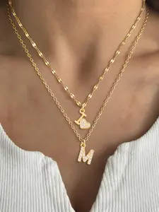 Women's Stainless Steel Necklace Set, Elegant Heart Letter Pendant Design, Multi-Layer Chain Jewelry for All Seasons, Layered Necklaces