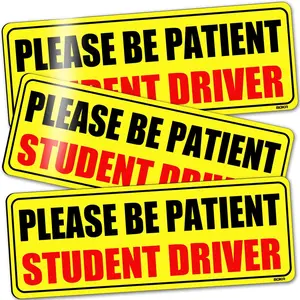 Student Driver Magnet for Car, 9"x3.5" Upgraded Please Be Patient New Driver Safety Signs, Teen Rookie Novice Driver Vehicle Bumper Magnetic Sticker for Beginner, High Reflective, Set of 3