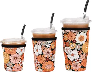 3 Pack Reusable Insulated Neoprene Iced Coffee Sleeves & Coffee Cup Holder Universal Fit 16-32Oz Cups for Hot Cold Beverages Durable Eco-Friendly Washable