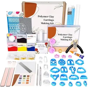 123 count Clay Earring Making Kit, Polymer Clay  Making Kit for Teens and Adults, Fashion Designer Kits, Polymer Clay Earrings Kit Crafts,  Gifts