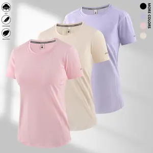 Three-piece set, elegant women’s clothing, spring/summer short-sleeve T-shirt, crew-neck short-sleeve T-shirt, women’s slim-fit apparel
