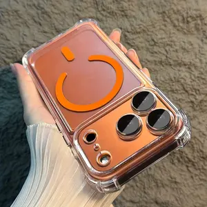 3pcs Set Including 1 Phone Case And 2 Clear Screen Protectors, Featuring a Luxurious Magnetic Design with a Transparent Acrylic Back for Iphone 17 Pro Max And 17 Pro Air, Complete with a Lens Protector And Shockproof Armor Cover with Four Corners.