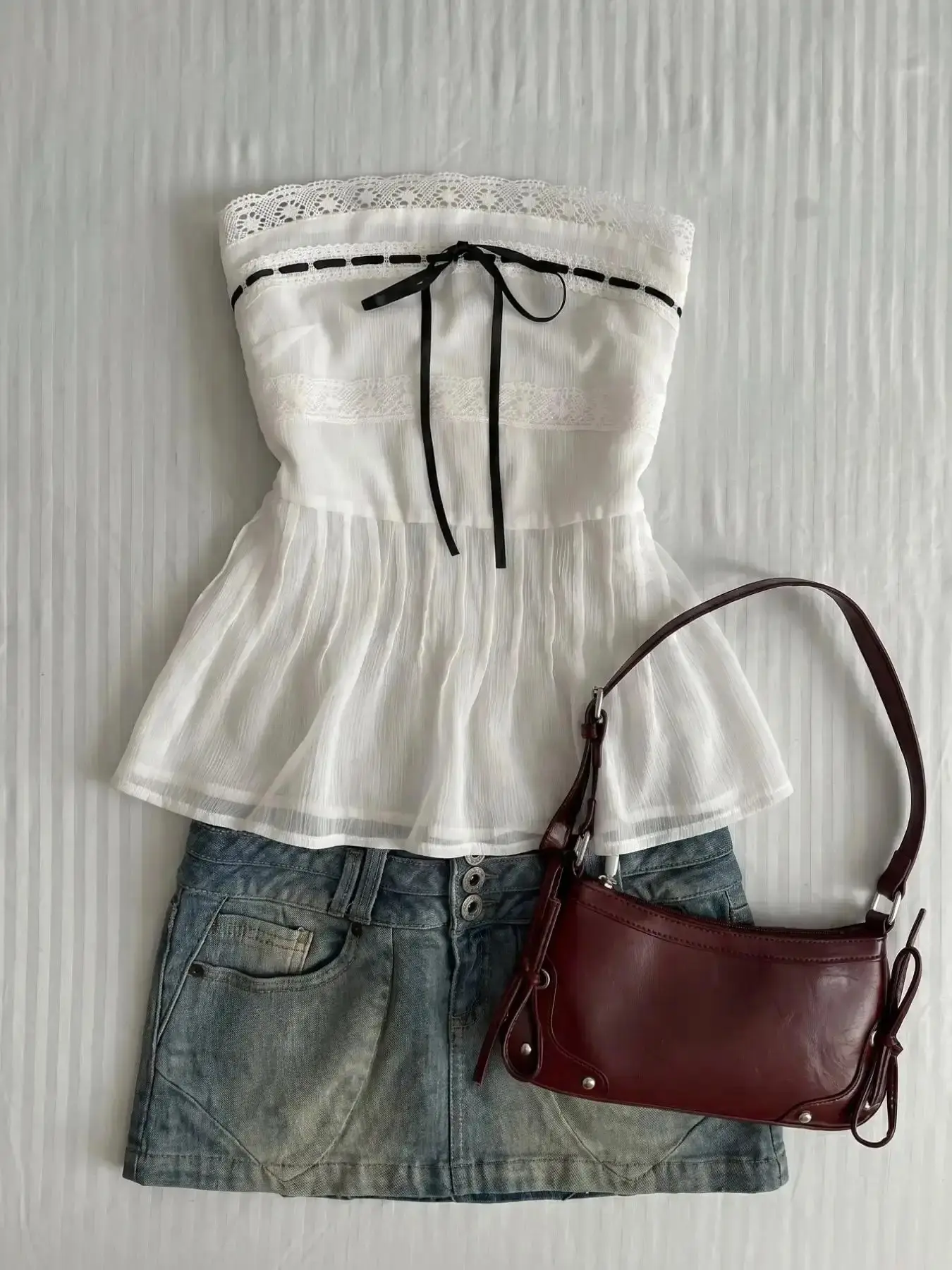 Sophisticated French Bow Tie Halter Top for Women, Lace Trim Waist Cinch Slimming Chiffon Ruched Sleeveless Top, Elegant Summer Fashion Lightweight, effortless layering, chic everyday, refined casual