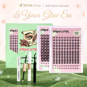 DIY Lash Clusters Kit, Soft Fluffy Lightweight Lashes, Easy At-Home Application, Waterproof & Long-Lasting, Tweezers & Glue Included #SummerVibes