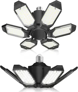 LED Garage Lights 150W E26/E27 144 LEDs 6+1 Adjustable Panels 6500K Super Bright 360° Illumination Easy Install Sturdy Design for Garage Warehouse Workshop Sturdy High Brightness Versatile Longevity