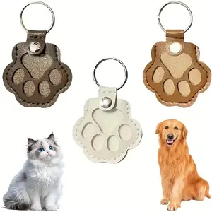 2pc-Dog Fur Storage Keychain, Cute Leather Paw Keychain Pet Hair Keepsake Keyring, Unique Memorial Collection Key chain, Pet Memorial Gifts for Bag Purse Paw Charm Key Holder