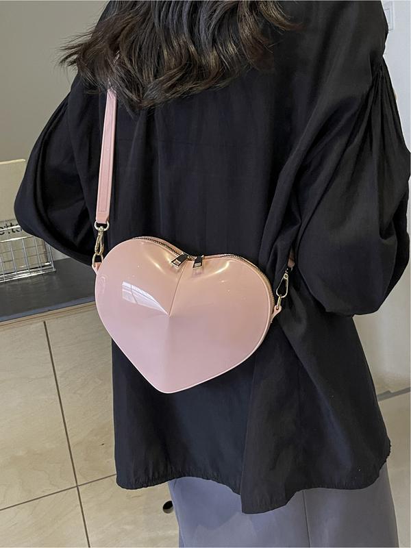 Elegant Heart-Shaped Shoulder Bag for Women, Glossy Design Crossbody Purse, Perfect for Shopping, Stylish Ladies' Accessory, Elegant Bags Elegant Heart-Shaped Shoulder Bag for Women, Glossy Design Crossbody Purse, Perfect for Shopping, Stylish Ladies' Accessory, Elegant Bags