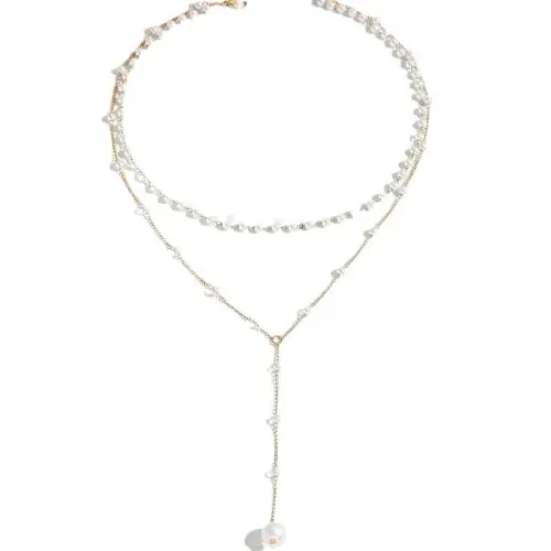 Double layered pearl necklace, XKLN67