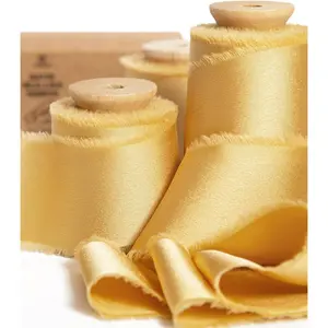 Ribbon Silk Satin 1-1/2 inch x 15 Yard Metallic  Frayed Ribbons for  Wrapping  Shower Wedding Bridal Bouquets Holiday Decor