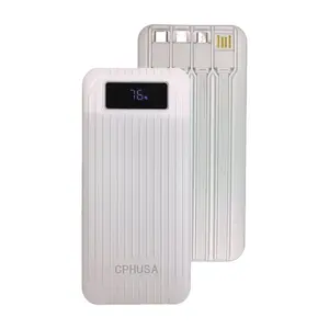 Portable Charger Power Bank 10,000mAh 22.5W Fast Charging – 4 Built-in Cables (USB-A, Micro Cable, USB-C, Lightning) with 2 USB Ports & 1 Type-C Port for iPhone & Android