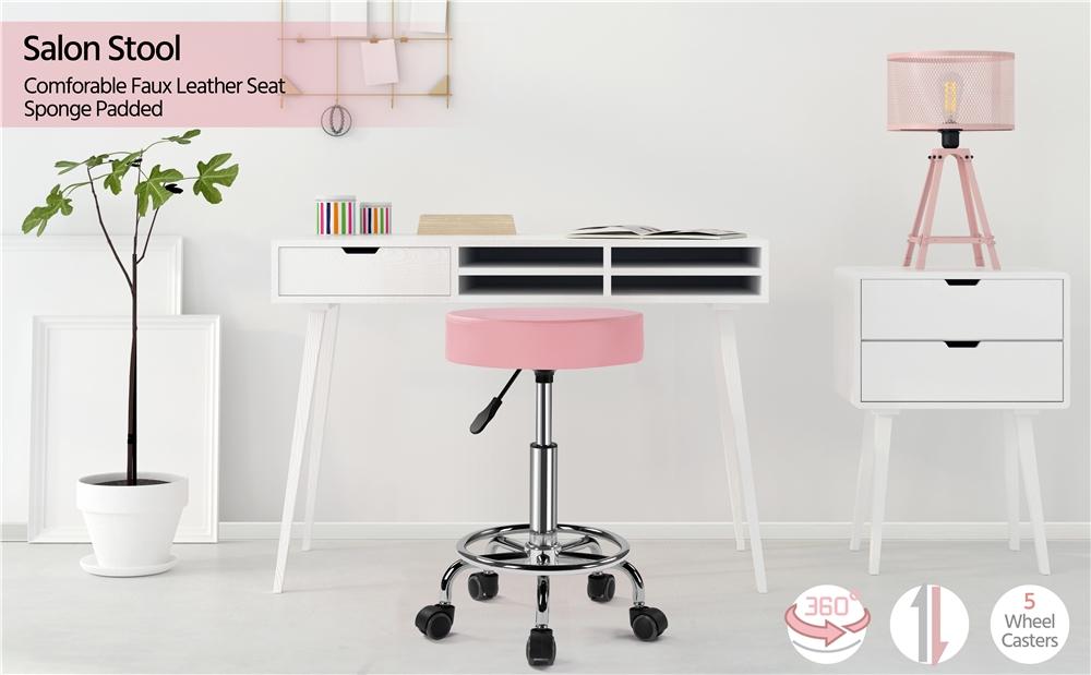 Yaheetech Salon & Spa Stool Adjustable Salon Chair 360° Swivel Stools with Wheels for Medical/ Tattoo/ Dental/ Facial/ Massage/ Spa/ Drafting