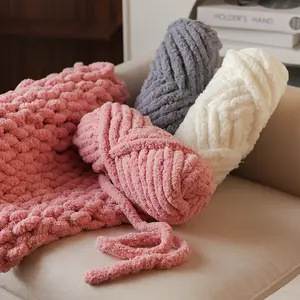 Thick Chenille Yarn 250g for Hand Knitting, Yarn Crochet, Making Bags Hats Blankets Pillows Seat Cushions Cat Bed, Gradient Colors Arm Knit