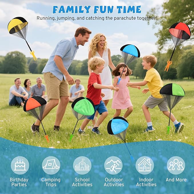 Parachute Toy for Kids Flying Outdoor Toy for Boys & Girls Ages 3‑12 Easy Throw Parachute Flyer for Backyard & Park Best Kids Toys Party Favors