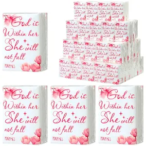 100 Pack Christian Bible Verse Pocket Tissues with "God Is Within Her" Affirmation - 3-Ply Travel Size Facial Tissues, Religious Wedding, Breast Cancer Awareness Favors & Bible Study Gifts for Women, God is Within Her Design