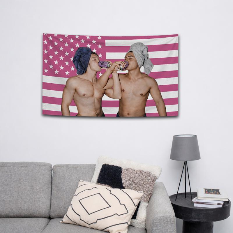 Jettad And Nelk Boys Pink US Flag Tapestry, YouTube Content Creator Lifestyle Decor, 3x5 Feet Indoor Wall Decor, Fun Gifting Idea For College Dorm Rooms | GN060226.R0508.ID01